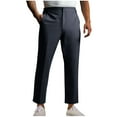 thumbnail image 2 of CYiJun George Mens Classic Fit Flat Front Hidden Expandable Waist Dress Pants No Iron Suit Pants, 2 of 7