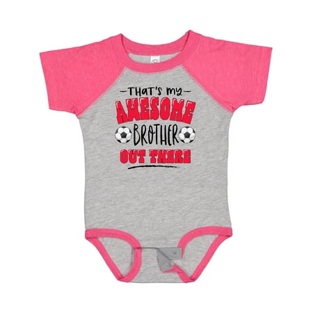 

Inktastic That s My Awesome Brother out There with Soccer Balls Boys or Girls Baby Bodysuit
