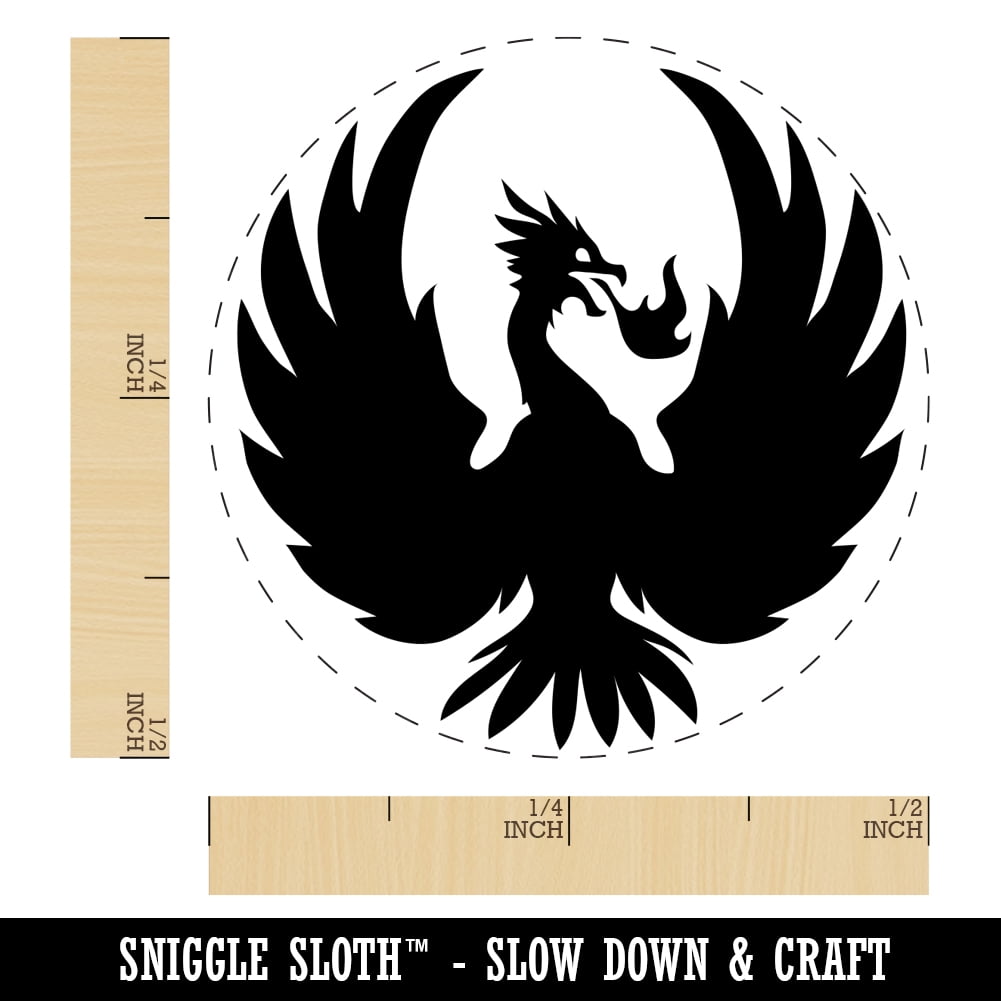 Fire Phoenix Bird Rising Self-Inking Rubber Stamp Ink Stamper - Dry Pad (No Ink) - Mini 1/2 Inch