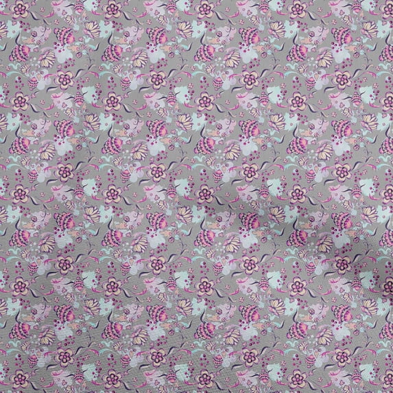 oneOone Velvet Gray Fabric Asian Suzani Sewing Material Print Fabric By The Yard 58 Inch Wide