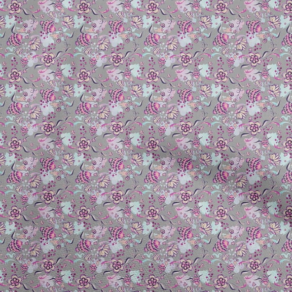 oneOone Cotton Cambric Gray Fabric Asian Suzani Sewing Fabric By The Yard Printed Diy Clothing Sewing Supplies 56 Inch Wide