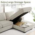 thumbnail image 6 of INGALIK 98" Sectional Sofa with Large Storage Chaise, L-Shaped Oversized Couch, Chenille Sofa 3-Seat with Removable Cushion Covers USB Type-C Ports for Living Room (Beige), 6 of 8