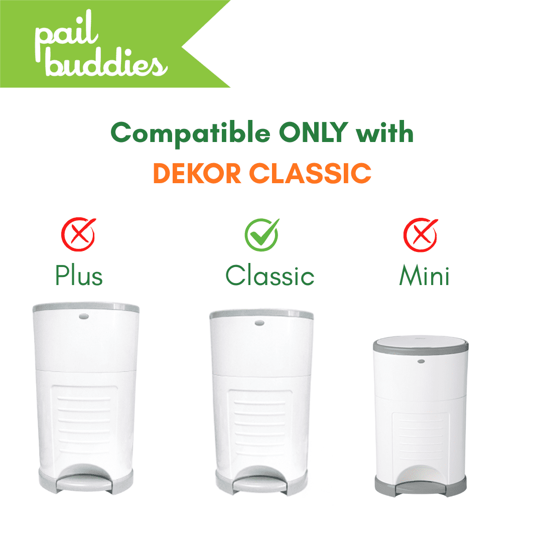 Pail Buddies Diaper Pail Refills for Dekor Classic, 6-Pack Refill Bags, Holds Up to 2,970 Diapers, Strong Disposable Liners with Odor Control, Baby Powder Scent