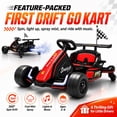 thumbnail image 4 of Conchico 12V Electric Drift Go Kart for Kids, Powered Ride on Toy Car with Rear Swivel Wheels, Water Spray Function, Cup Holder for Boys Girls Ages 3-8, Red, 4 of 10