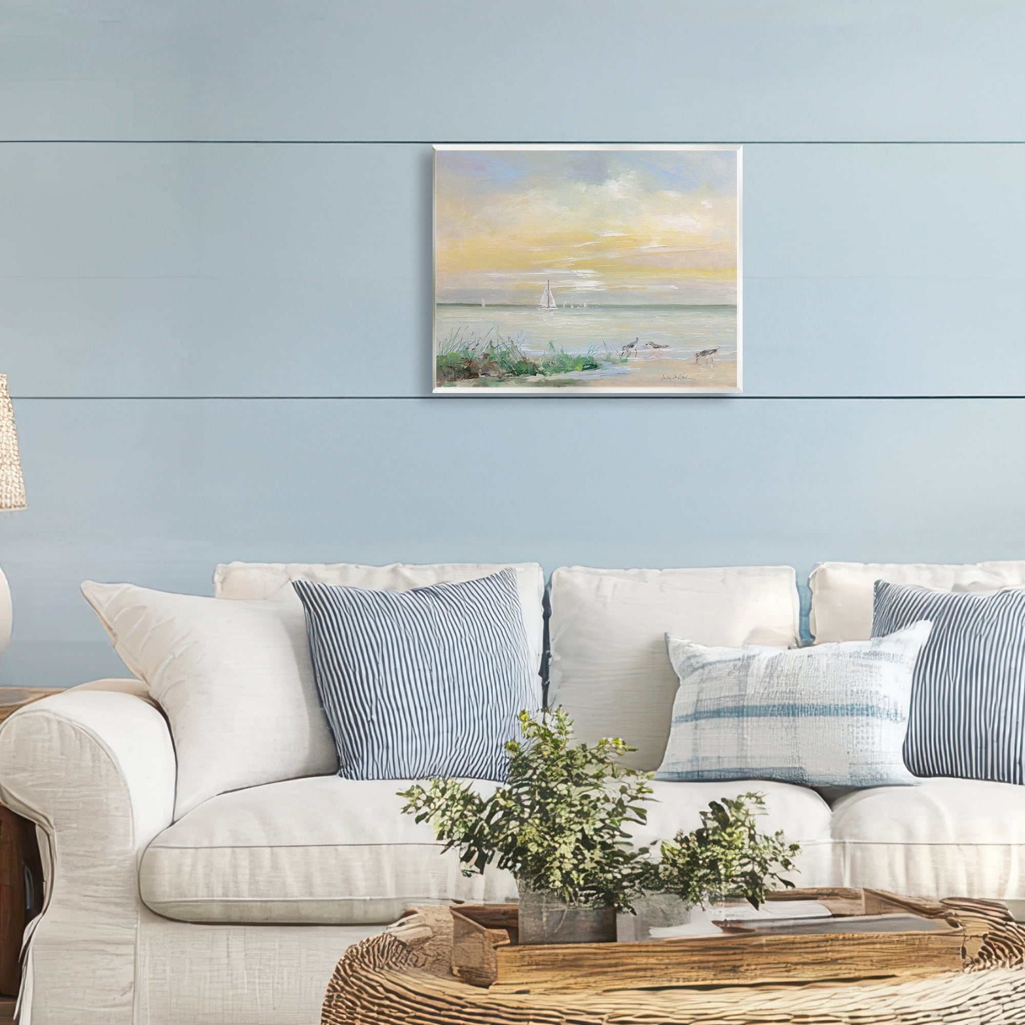 Stupell Industries Sailboats & Sanderlings Shore Wall Plaque Art, design by Sally Swatland