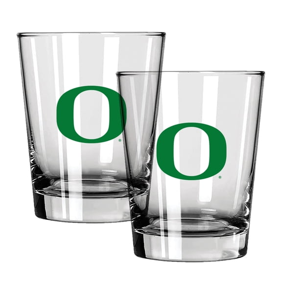 The Memory Company Oregon Ducks 15oz. Two-Pack Rocks Glass Gift Set