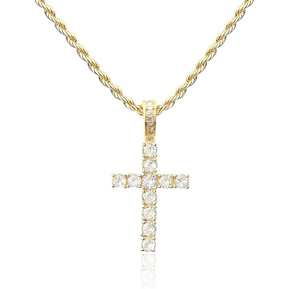 Cross Necklace for Women, 14K Gold Silver Plated Pendant Necklace, Diamond Cross Pendant Necklaces Faith Cross Necklaces, Dainty Trendy Cute Gold Jewelry Gifts for Women