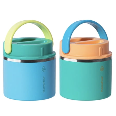 Thermoflask 20 oz Insulated Food Jar, 2-Pack, Pink and Blue, Hot 12 Hours Cold 24 Hours (Blue and Green)