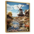 thumbnail image 2 of Designart "Green Grey Mills curious Windmill" Cityscapes Floater Framed Wall Art Living Room, 2 of 7