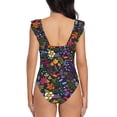 thumbnail image 6 of Yiaed Flowers And Birds Print Women's Ruffled One Piece Swimsuit V Neck Swimwear Slimming Monokini for Woman-Large, 6 of 8