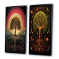 thumbnail image 3 of Designart "Rainbow Tree of Life Retro Illustration" Landscape Trees Framed Wall Art Set Of 2 - Traditional Green Framed Canvas Set For Living Room Decor, 3 of 6