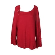 Style & Co Womens Petite Canyon Red Metallic Lace-Up Sweater PP