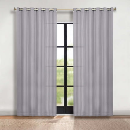 Superior Blackout Solid Light Filtering Grommet Curtain Panel Set, 70"x120", Silver