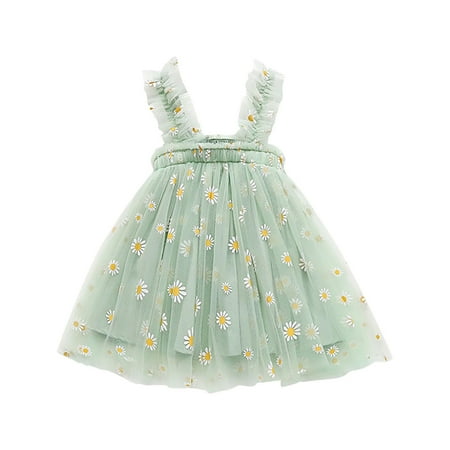 

Itsun Baby Girls Dresses for Girls Summer Lovely Baby Girls Sweet Dress Strap Sleeveless Flowers Printed Lace Sundress Green 3 Years