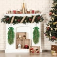 thumbnail image 6 of 2 Pcs Artificial Christmas Teardrop Swag 28" Faux Norfolk Pine Needles Branches Reusable Hanging Greenery Wreath with Velvet Bow for Holiday Door Table Mantle Fireplace Indoor Outdoor Decor, 6 of 14