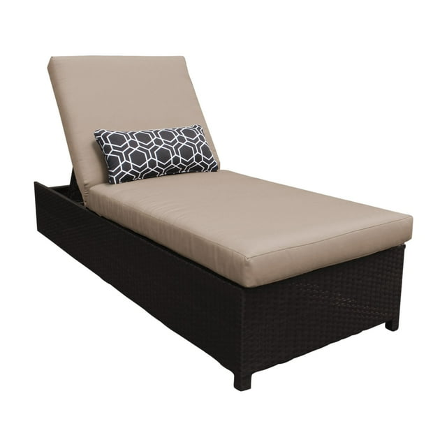 TK Classics Belle Wheeled Wicker Outdoor Chaise Lounge Chair