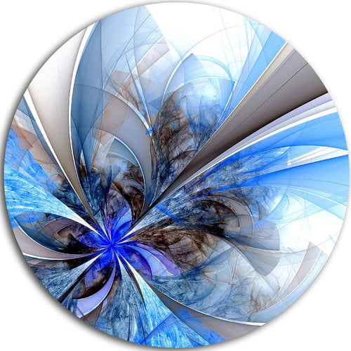 Design Art 'Symmetrical Blue Fractal Flower' Graphic Art Print on Metal