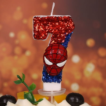 1PC Spiderman Number Candles 0-9 Set - Red Birthday Cake Candles for Kids, Gothic Party Decorations, Children's Celebration Memories