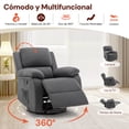 thumbnail image 4 of Korser Sillón Reclinable Giratorio 360°Adultos,Mecedora Pequeña Para Espacios Reducidos,Lino,Gris, 4 of 6
