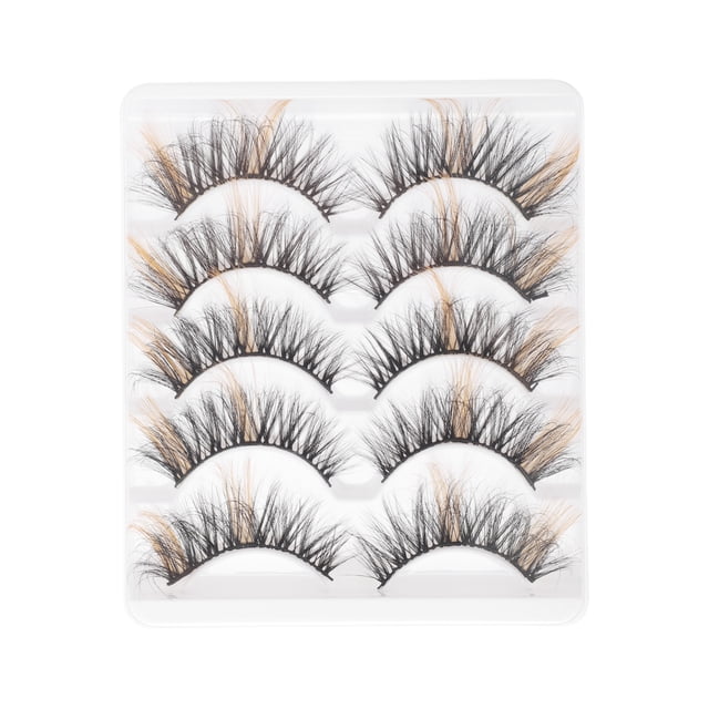 Unique Bargains 5 Pair 3D Mix Color False Eyelashes for Makeup Orange