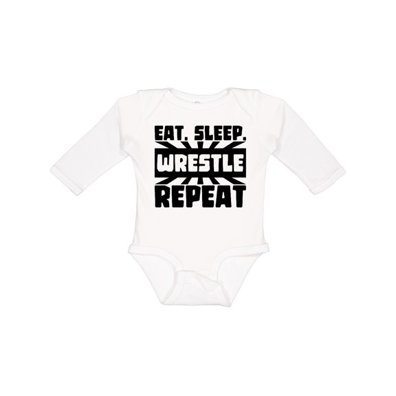 Inktastic Eat, Sleep, Wrestle, Repeat Boys or Girls Long Sleeve Baby Bodysuit