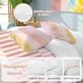 thumbnail image 2 of 3 Piece Colorful Stripe Duvet Cover Set Twin Size,Microfiber Comforter/Quilt Cover with Corner Ties and 2 Pillowcases,Modern Pink Red Yellow Vertical Striped All Season Bedding with Zipper Closure, 2 of 8