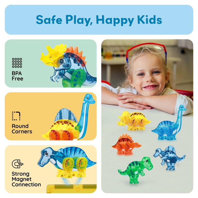 PICASSO TILES Dinosaur Magnetic Tiles Accessory Set, 5 pc, STEM