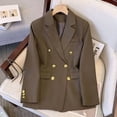 thumbnail image 6 of Cmfcve Women's Double Breasted Blazer Jacket Lapel Collar Long Sleeve Oversized Dressy Casual Suit Coat, 6 of 7