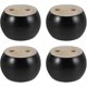 thumbnail image 1 of Set of 4 Round Wooden Furniture Legs, Height 5cm, for Sofa, Bed, Armchair, Wardrobe, with Screws and Ribbon (Black), 1 of 5