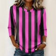 thumbnail image 2 of JULMCOMO Shirts for Women Vertical Striped 3/4 Sleeve Crew Neck Trendy Loose Fit T Shirts Color Block Comfy Summer Tops Purple M, 2 of 6