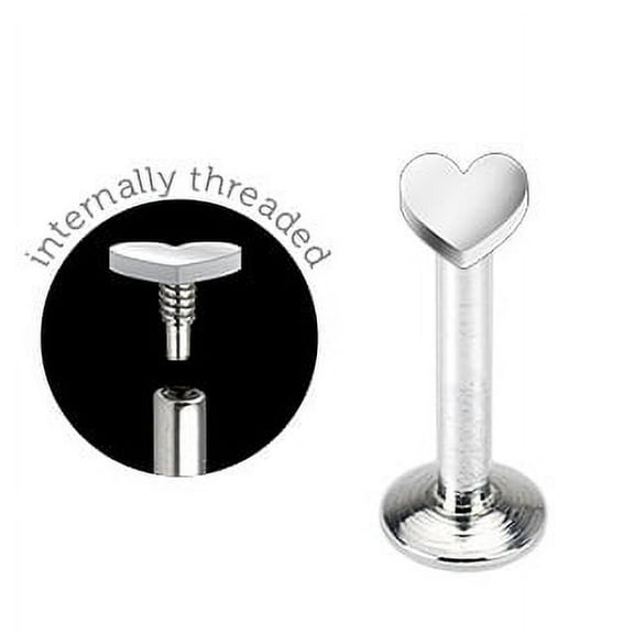 Heart Lip Ring Flat Back 1 Piece (14g) ((TL/14/H)