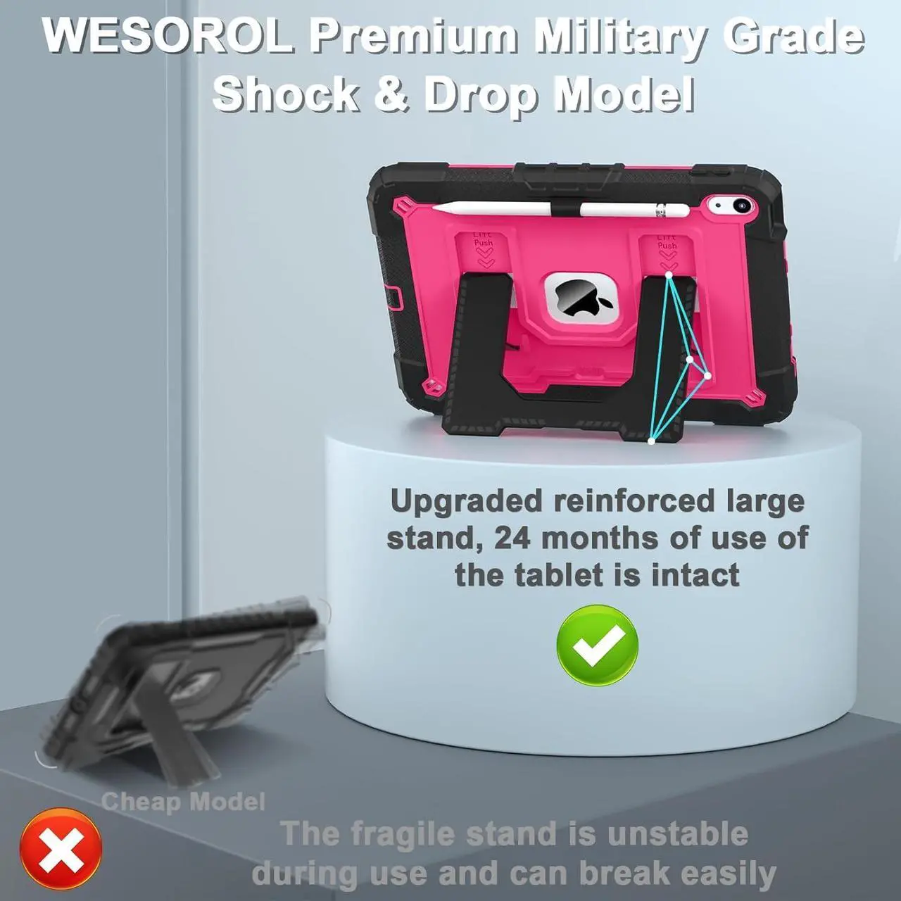 Case for iPad (A16) 11th Generation 11 Inch 2025, iPad 10th Generation 10.9 Inch 2022, Fully-Body Rugged Shockproof Protective Cover with Kickstand Pencil Holder Shoulder Strap