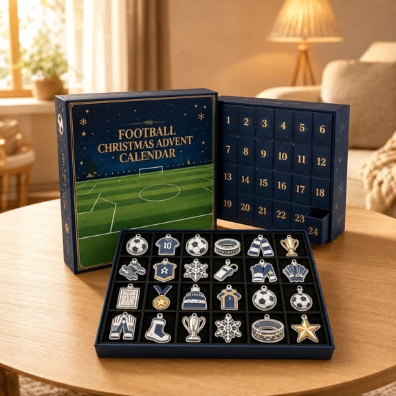 Clearance! Football Advent Calendar 2026, 24 Days Christmas Countdown with 24 Flat Acrylic Soccer Ornaments, Gift for B*oys Men K*ids Soccer Fans