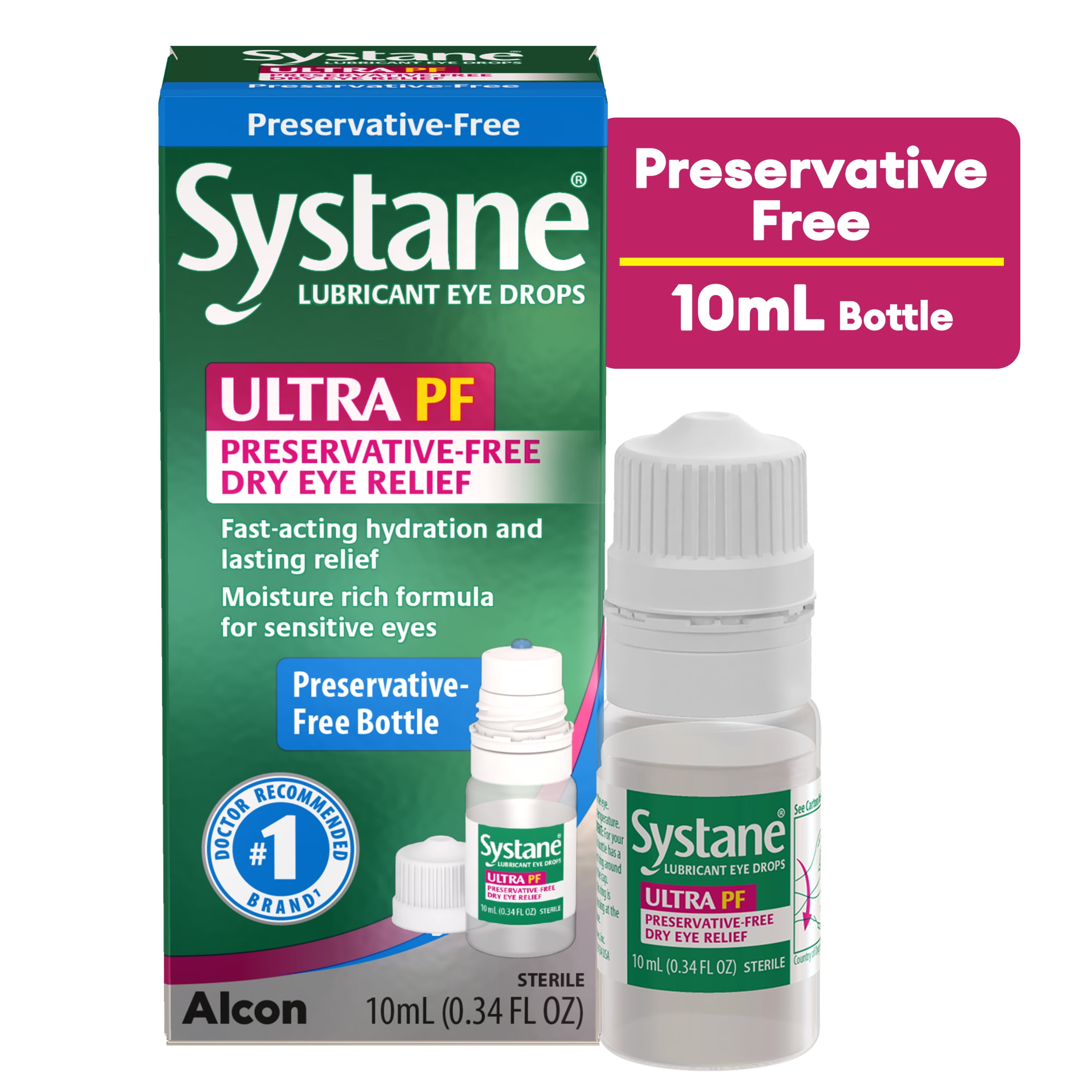 (3 pack) Systane Ultra Preservative Free Eye Lubricant Drops for Dry Eyes, 0.34 fl oz