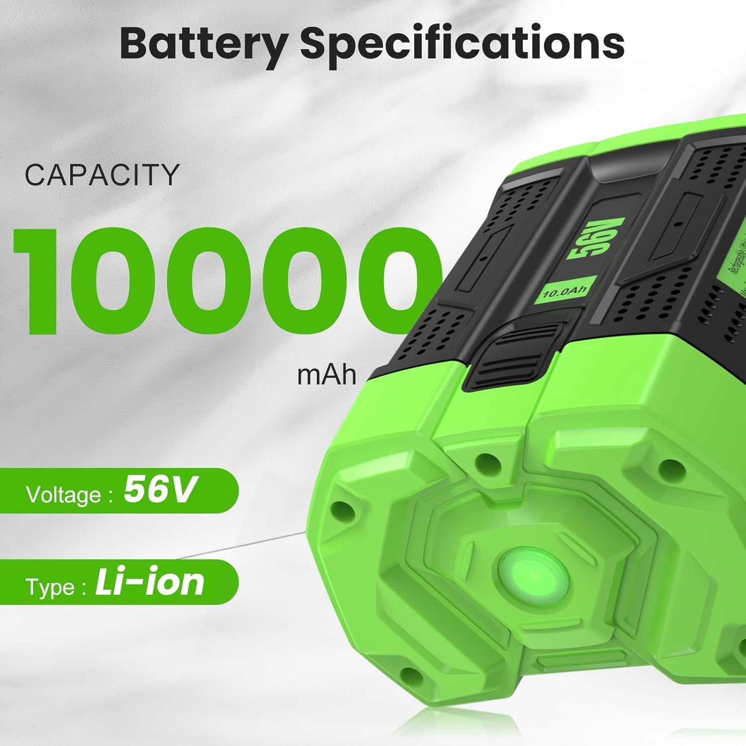 56V 10.0Ah Battery Replacement for EGO Battery 10Ah BA2800 BA4200 BA5600T 56V Lithium Battery Compatible with EGO 56 Volt Power Tools