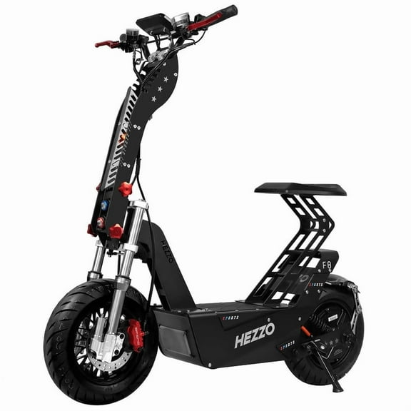 HEZZO Electric Scooter for Adults 74V 15000W Motor 50AH Battery 65MPH Speed 95 Mile Range Folding Design LED Display