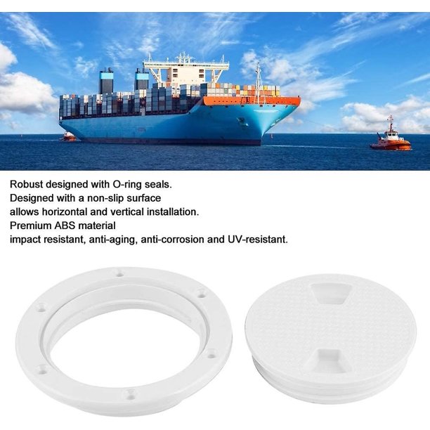Cubierta de cubierta marina, cubierta de escotilla de inspección de barco redonda blanca de 4 pulgadas, piezas marinas resistentes a la corrosión anti-uv (1 unidad, blanco) ZefeiWu 8390615443241