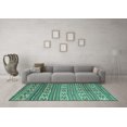 thumbnail image 3 of Ahgly Company Machine Washable Indoor Round Southwestern Turquoise Blue Country Area Rugs, 5' Round, 3 of 4