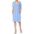 thumbnail image 1 of TheMogan Robe T-Shirt à Manches Courtes Col en V avec Poche pour Femmes Grande Taille, 1 of 6