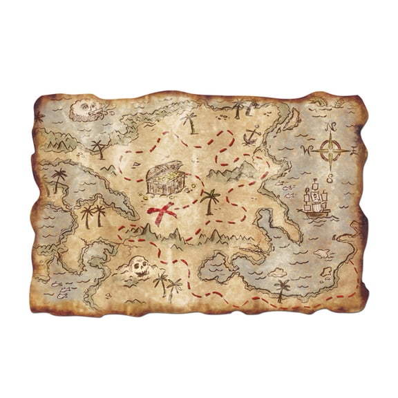 Plastic Treasure Map 12" X 18" - 12 Pack (1 Per Package)