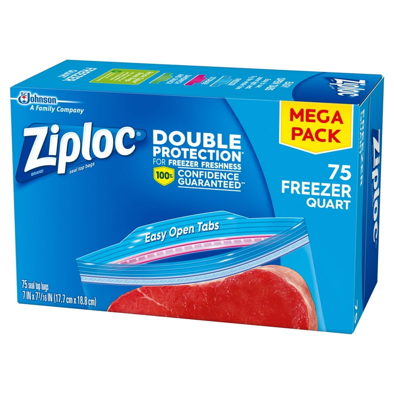 Ziploc Freezer Bags, Quart, 75 ct