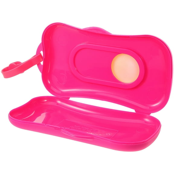 WORGEOUS  Portable Wet Tissue Box Holder Mini Weighted Baby Wipe Dispenser Travel Wipes Rosy