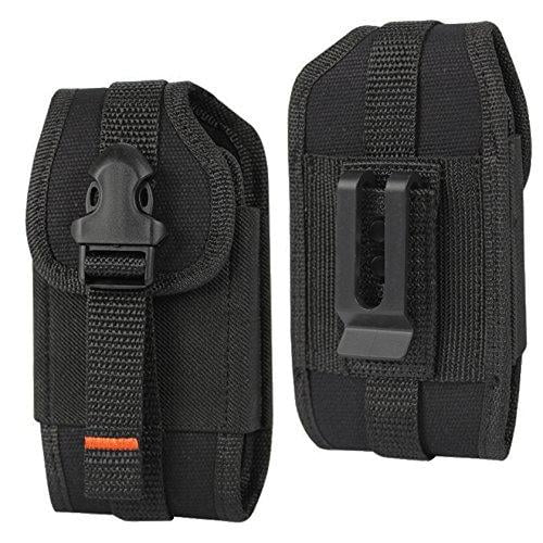 Rugged Vertical Heavy Duty Tactical Locking Wallet Case with Belt Loop fits Verizon Nokia 2V phone with any cover on it