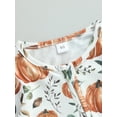 thumbnail image 3 of Newborn Baby Girls Boys Casual Crewneck Romper Long Sleeve Leaf Pumpkin Print Oblique Zipper Halloween Clothes, 3 of 7