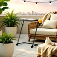 thumbnail image 2 of Homy Casa Folding Accent Table, Adjustable Height, Space-saving Design with Cup Holder, Black, 2 of 13