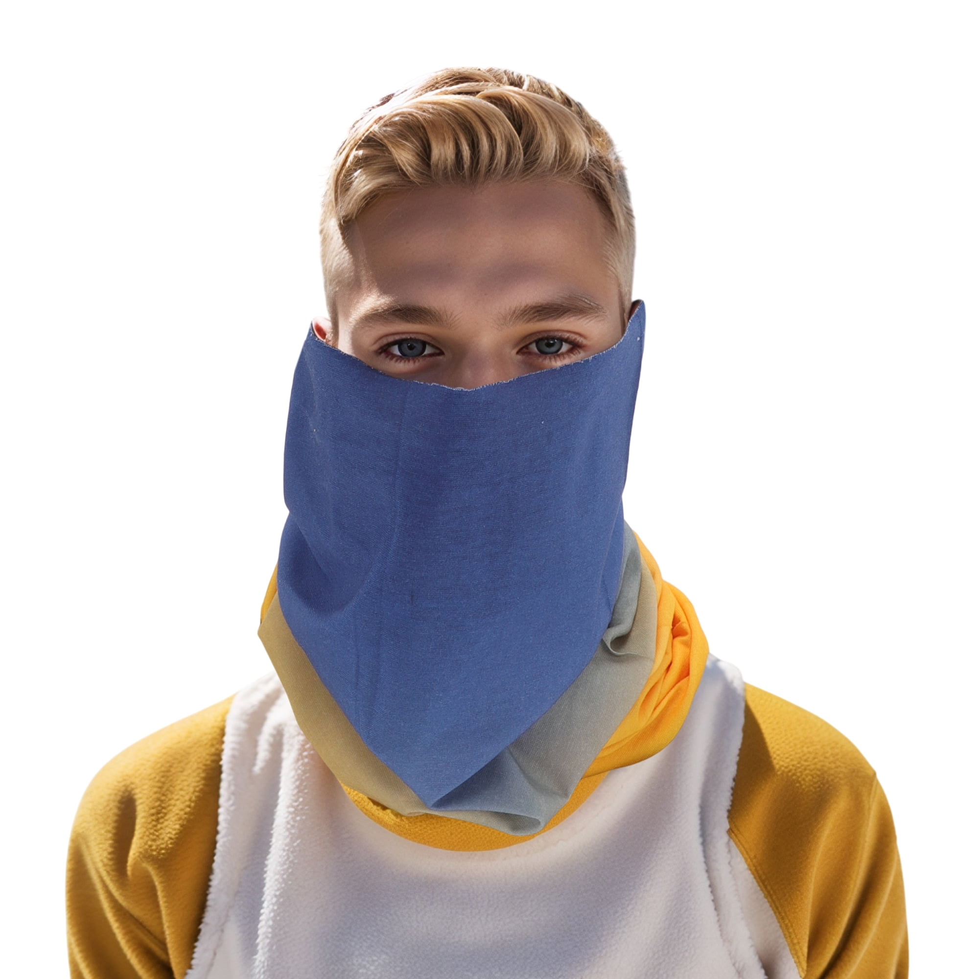 Unique Bargains Cooling Face Scarf Mask 1 Pc Blue, Yellow
