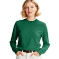 thumbnail image 2 of Women Sweaters Long Sleeve Tops Classic Crew Neck Pullover Sweaters Loose Dressy Casual Basic Clothes Dark Green 2XL, 2 of 5