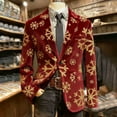 thumbnail image 2 of Lumeqa Men's Ugly Christmas Blazer Corduroy Xmas Print Holiday Party Jacket Two Button Slim Fit Business Office Blazers with Pockets, 2 of 5