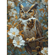 thumbnail image 1 of Qisvanset Framed Canvas Wall Art 12x16 Inch White Flower Great Horned Owl Rustic Wall Art, 1 of 5