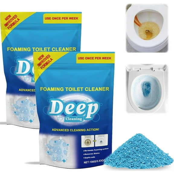 Splash Toilet Cleaner, Splash Foam Toilet Cleaner, Toilet Bowl Cleaners, Self Activating Miracle Powder, Powerful Foaming Toilet Bowl Cleaner, Deep Cleaning.(2PC)